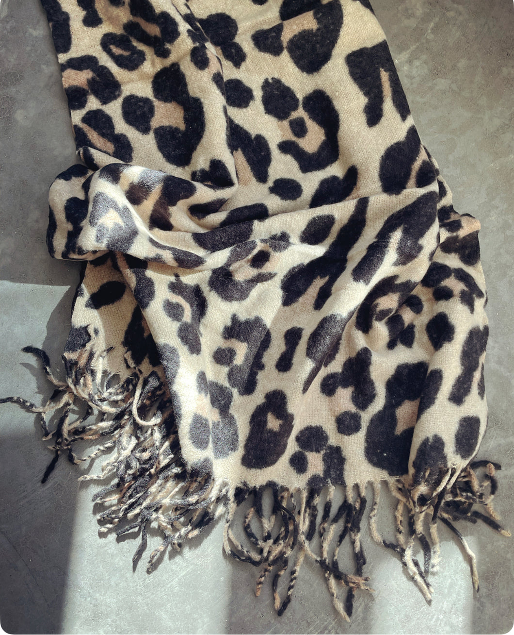 Wool blend leopard scarf